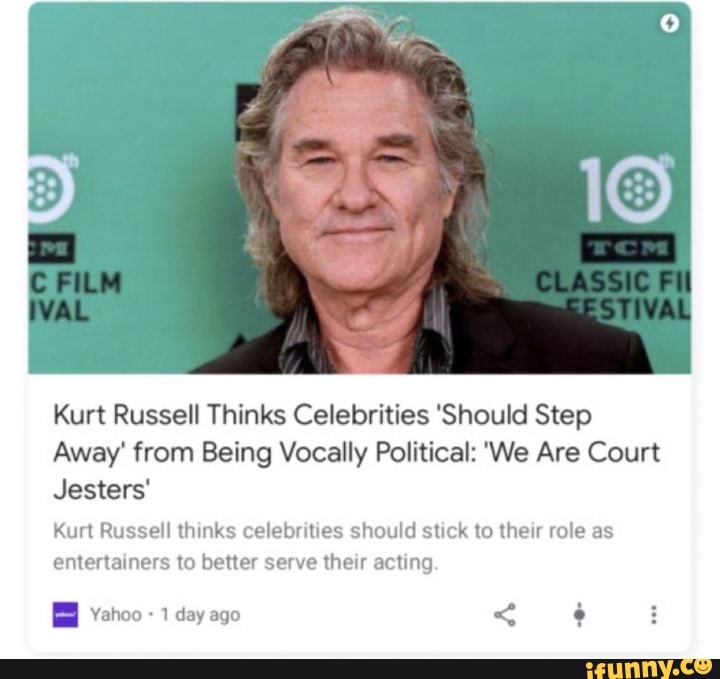 Kurt Russell Thinks Celebrities 'Should Step Away' from Being Vocally