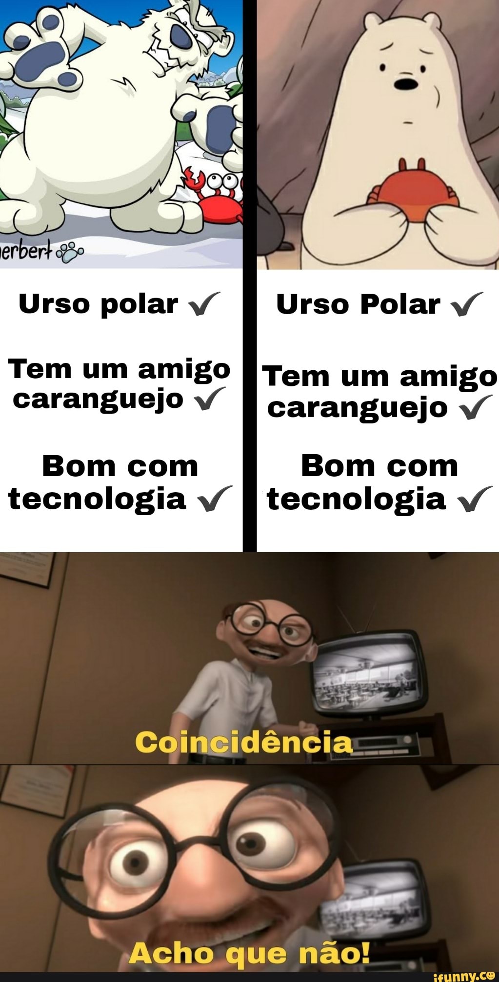 erberk
Urso polar Urso Polar
Tem um amigo Tem um amigo caranguejo caranguejo
Bom com tecnologia E tecnologia
Coincidência
Acho que não!