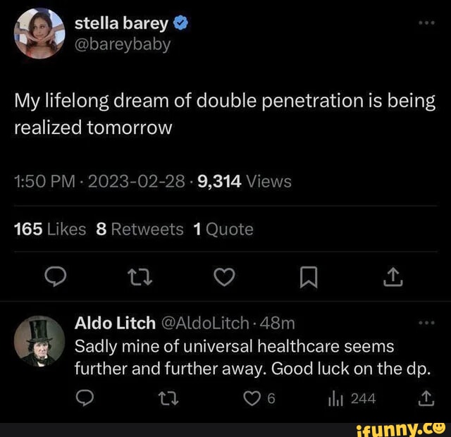 Stella barey @bareybaby My lifelong dream of double penetration is being realized tomorrow PM