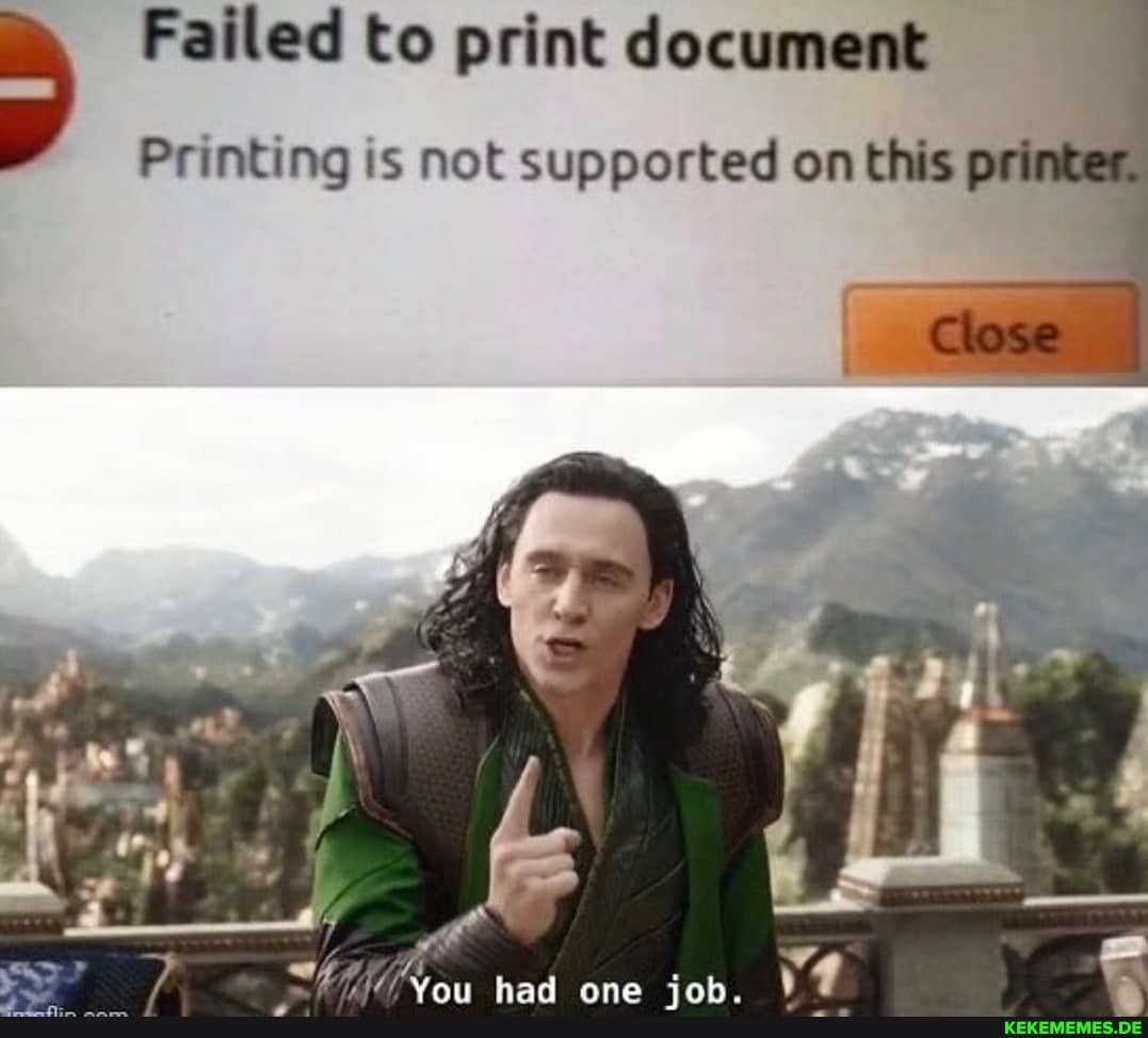Failed to print document
Printing is not supported on this