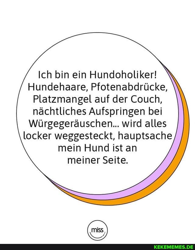 Ich bin ein Hundoholiker!
Hundehaare, Pfotenabdrücke,
Platzmangel auf der Couch, nächtliches Aufspringen bei
Würgegeräuschen... wird alles locker weggesteckt, hauptsache mein Hund ist an meiner Seite.