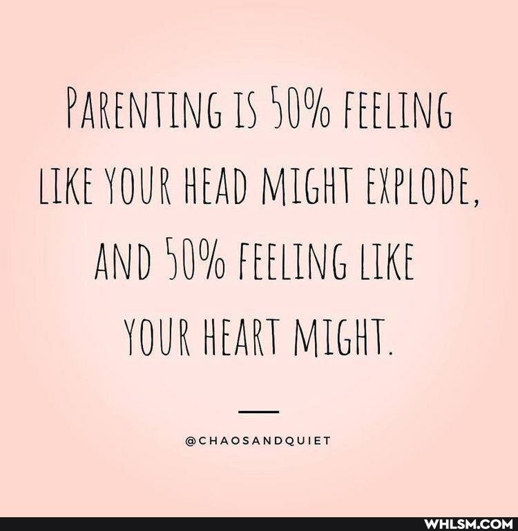 PARENTING 15 50% FEELING LIKE YOUR HEAD MIGHT EXPLODE,
AND 50% FEELING LIKE YOUR WEART MIGHT.
OCHAOSANDQUIET