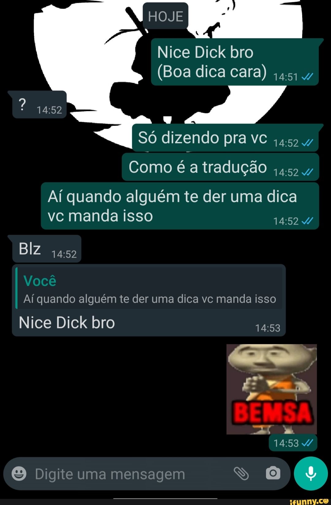 Nice Dick bro
(Boa dica cara) ,4.51.4
I Só dizendo pra vC Como é a tradução 4.524
Aí quando alguém te der uma dica vc manda isso
Blz
Você
Aí quando alguém te der uma dica vc manda isso
Nice Dick bro
E Foca
Digite uma mensagem