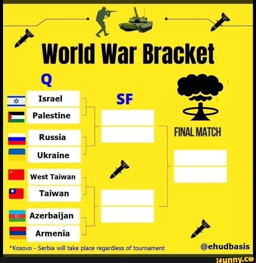 World War Bracket Israel SF Palestine Russia Ukraine West Taiwan f