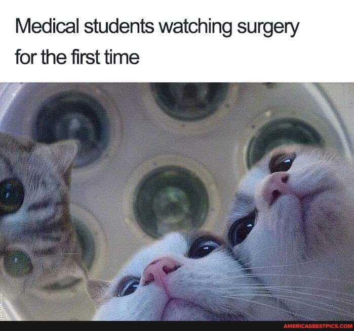 Medical students watching surgery for the first time