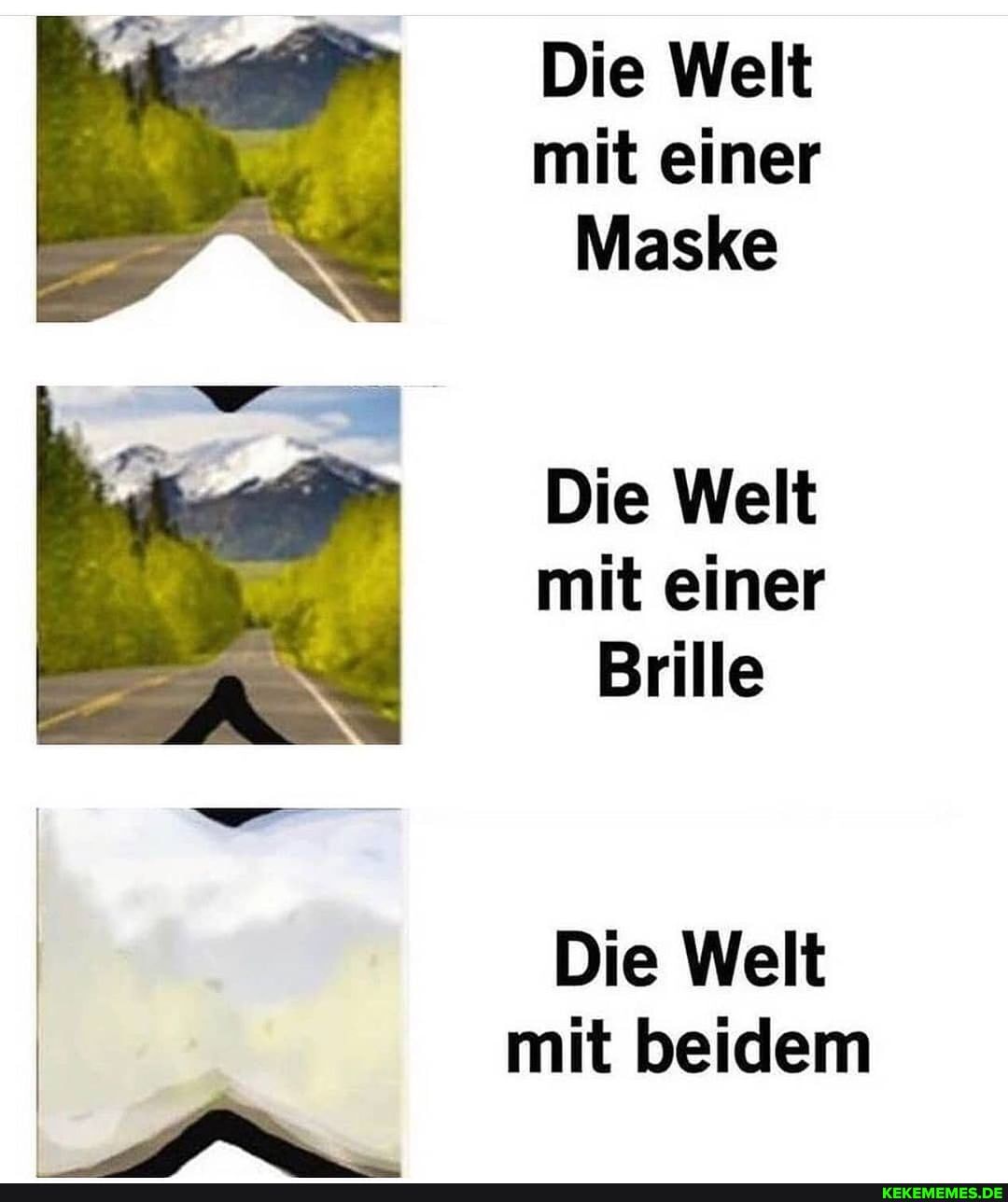 Die Welt mit einer
Maske
Die Welt mit einer
Brille
I Die Welt
I mit beidem