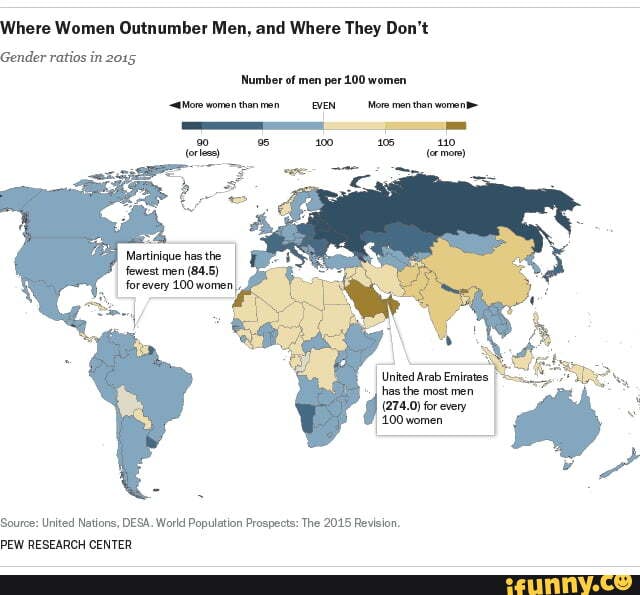 Where Women Outnumber Men, and Where They Don't Gender ratios in 2015 ...