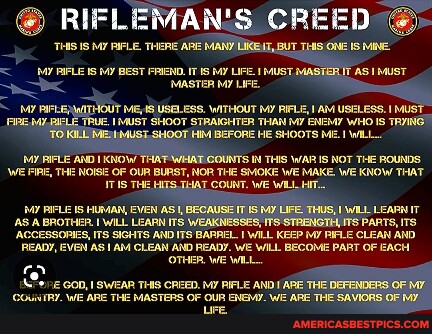 RIFLEMAN'S CREED MY IS MY BEST FRIEND. S MY 'MASTER MY LIFE. MUST ...