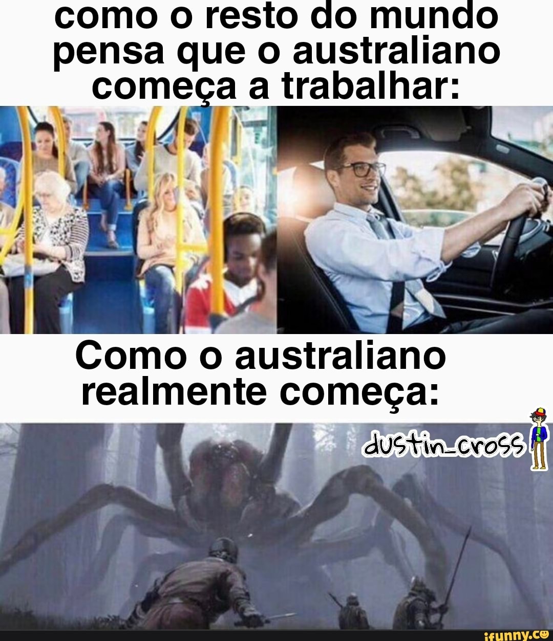coNo o resto do pensa que o australiano começa ça a trabalhar:
I I
Se
Como o australiano realmente começa: