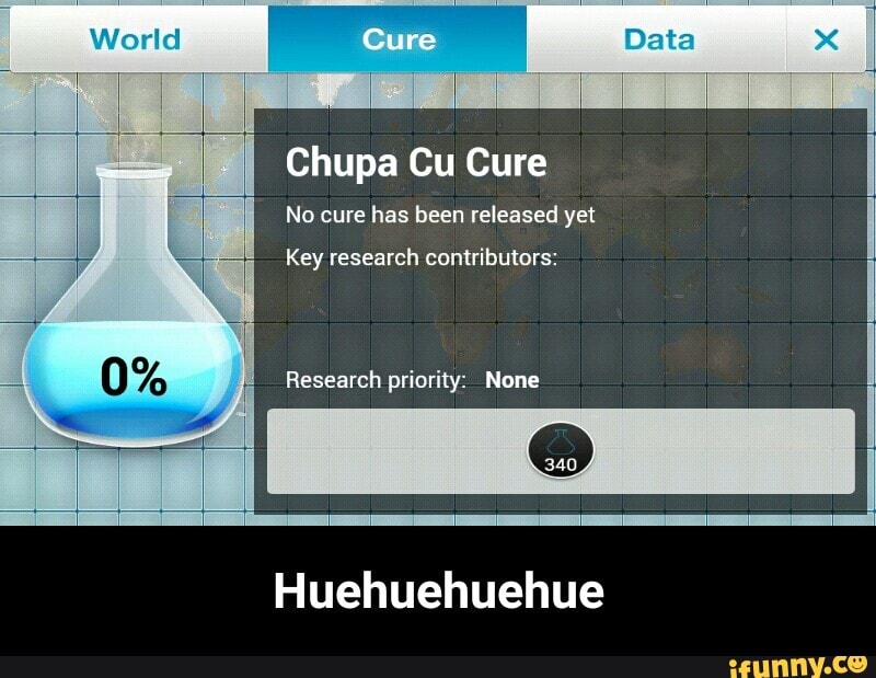 World
Chupa Cu Cure
No cure has been released yet
Key research contributors:
Research priority: None
Huehuehuehue - Huehuehuehue
