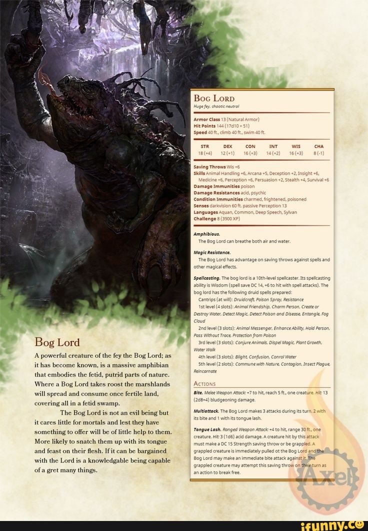 Bog Lord A powerful creature of the fey the Bog Lord it has become ...