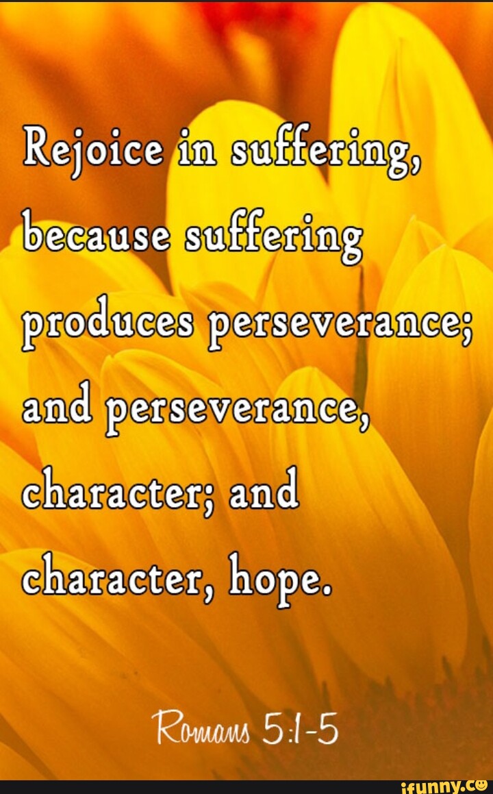 Rejoice in suffering, because suffering produces perseverance; and