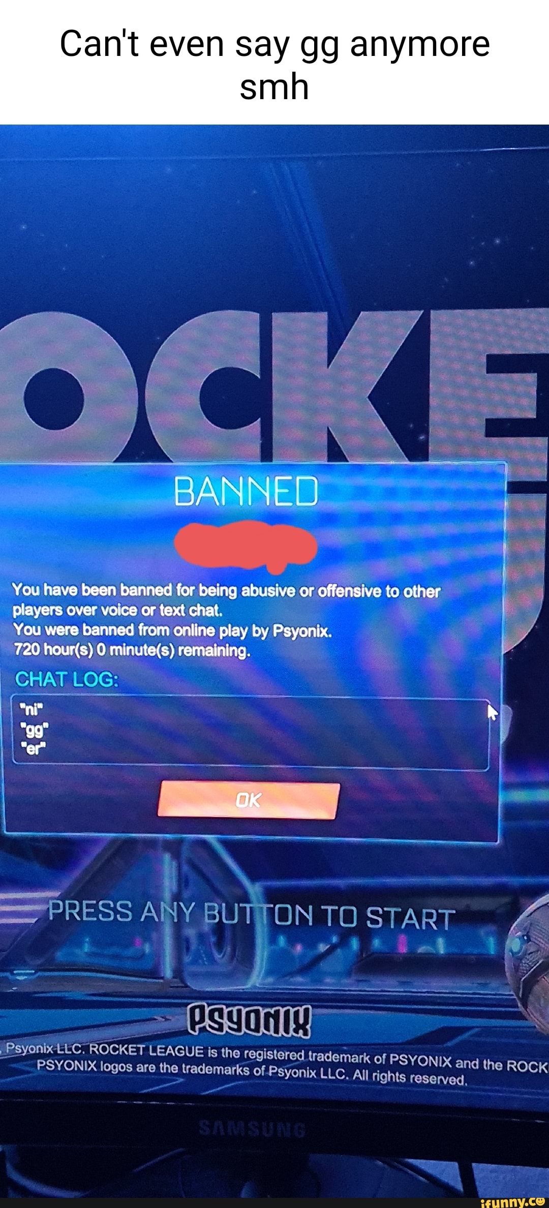 Appareantly saying gg wp get you banned in Rocket League and Epic