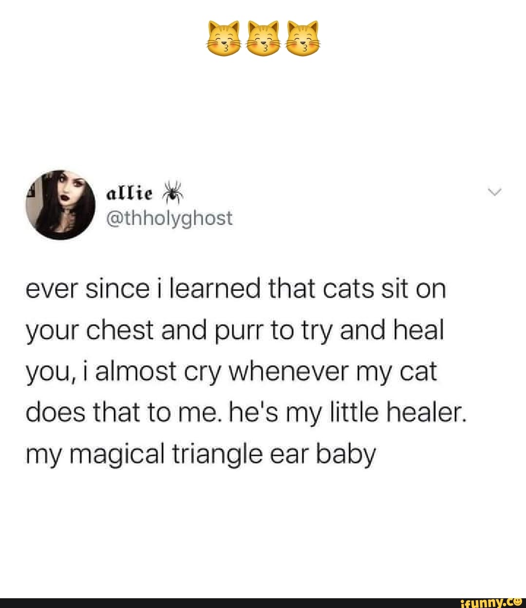 Allie ever since i learned that cats sit on your chest and purr to try