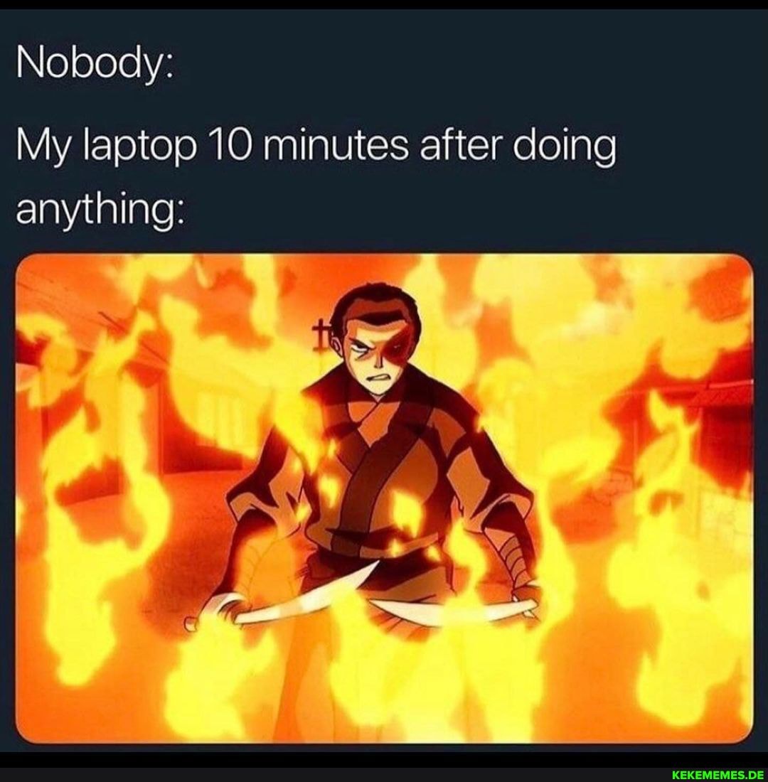 Nobody:
My laptop 10 minutes after doing anything:
