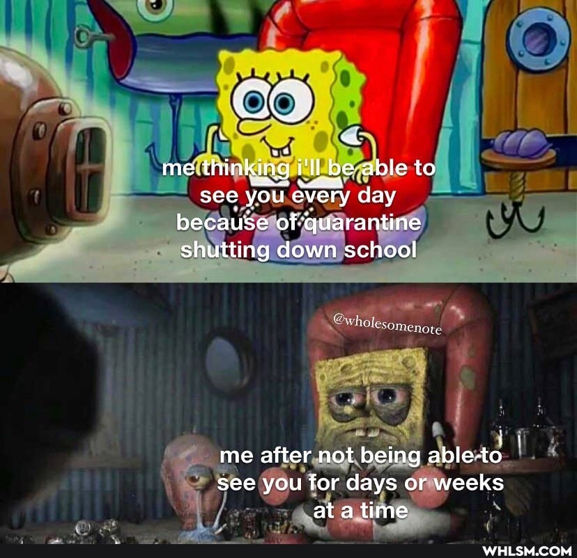 me thinking i 'ILbe able to see you every day because of 'quarantine shutting down school
me after not being able-to see you for days or weeks at a time