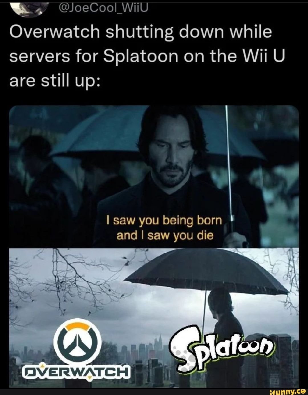 JoeCool WiiU Overwatch shutting down while servers for Splatoon on the