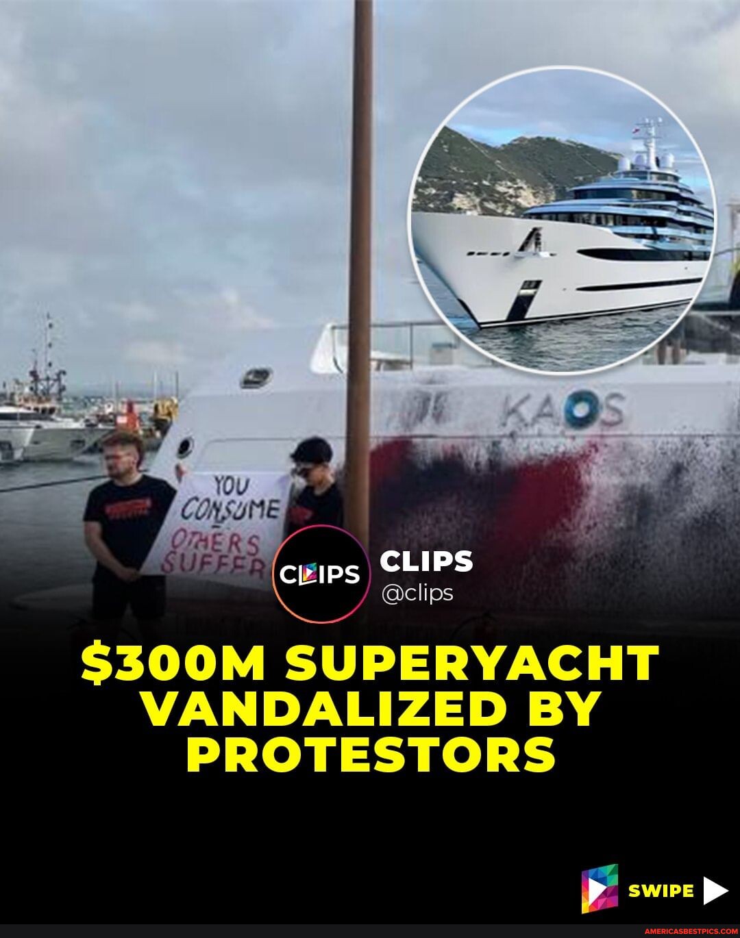 superyacht kaos vandalized