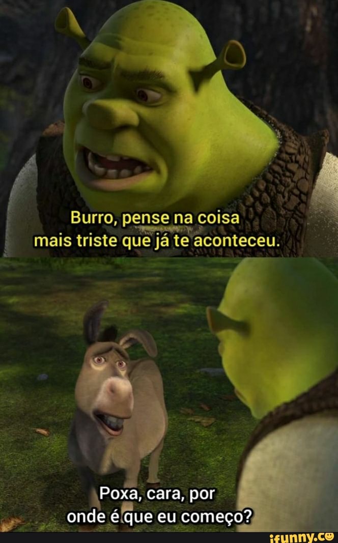 Burro, pense na coisa mais triste que já te aconteceu.
Poxa, cara, por onde que eu começo?