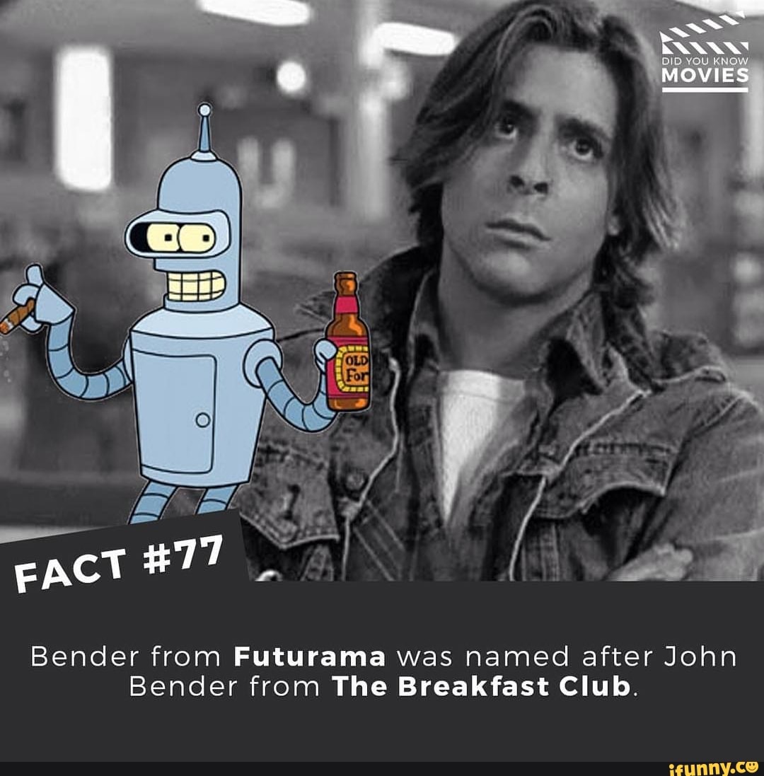 Bender from Futurama was named after John Bender from The Breakfast