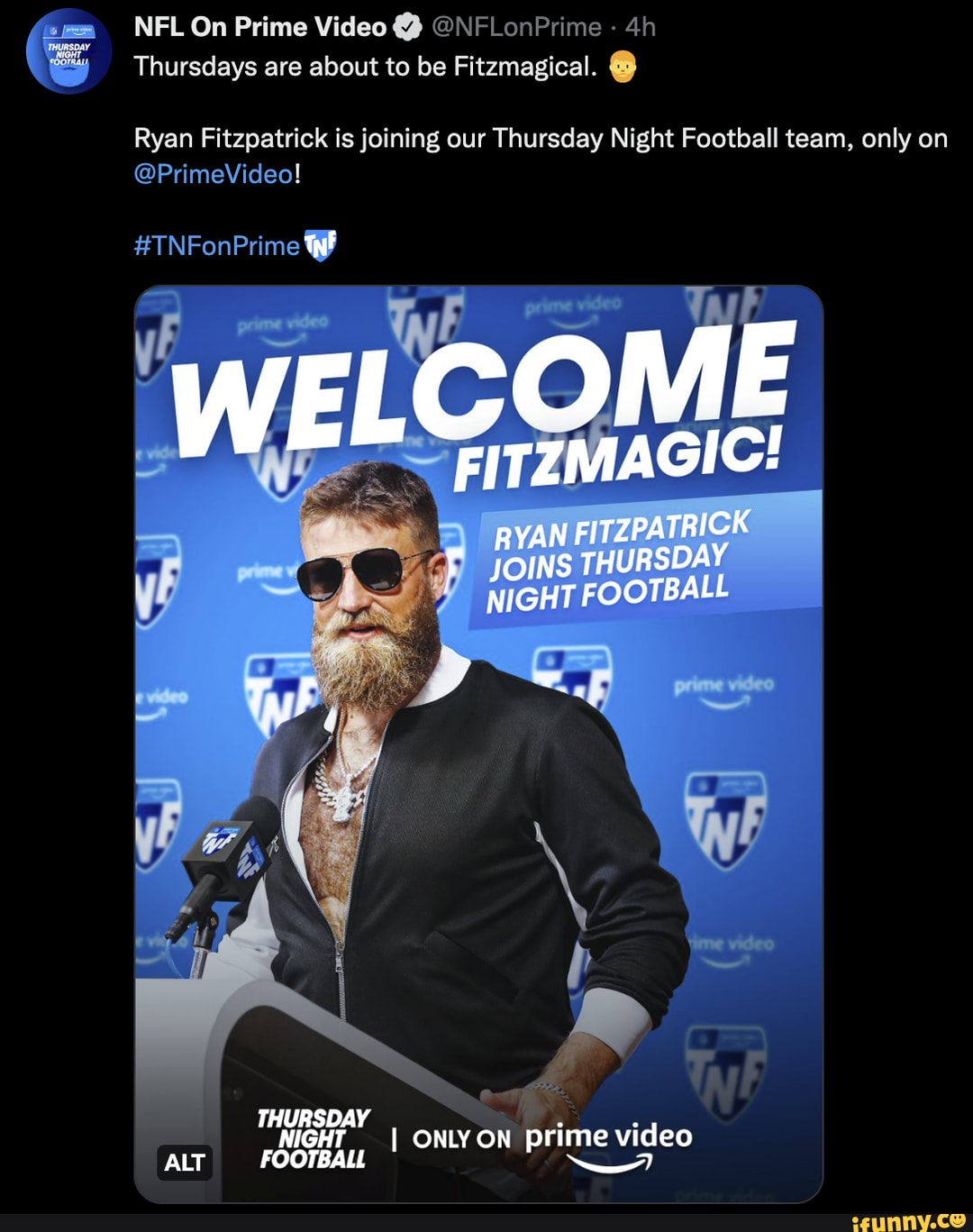 Ryan Fitzpatrick Joins 's Thursday Night Football