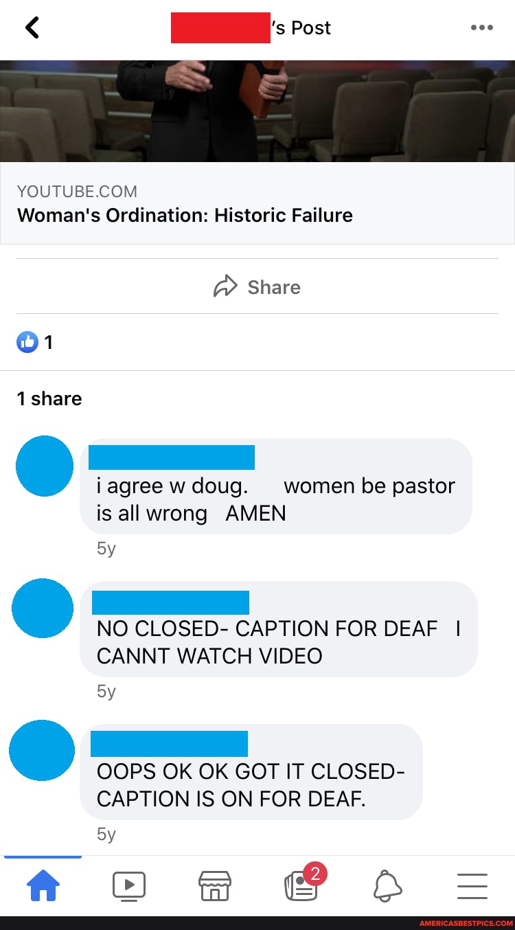 Woman's Ordination: Historic Failure
Share
1 share
iagreewdoug. women be pastor is all wrong AMEN
NO CLOSED- CAPTION FOR DEAF I CANNT WATCH VIDEO
OOPS OK OK GOT IT CLOSED-
CAPTION IS ON FOR DEAF.
& os @ AA