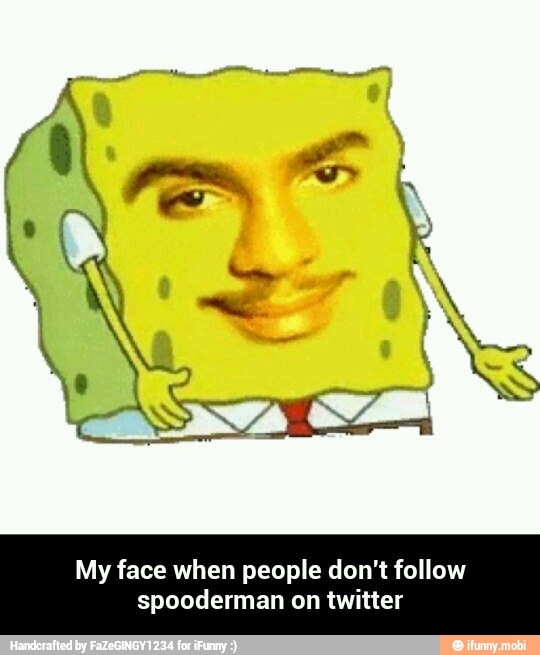 My face when people don't follow
spooderman on twitter - My face when people don't follow spooderman on twitter