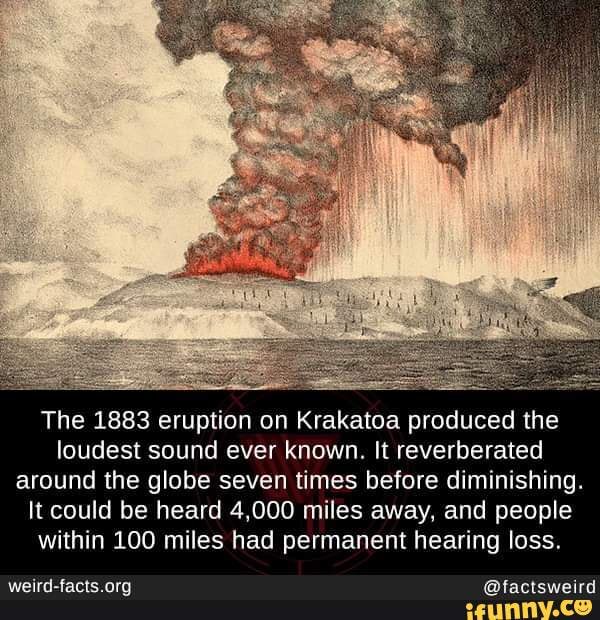 The 1883 eruption on Krakatoa produced the loudest sound ever known. It ...