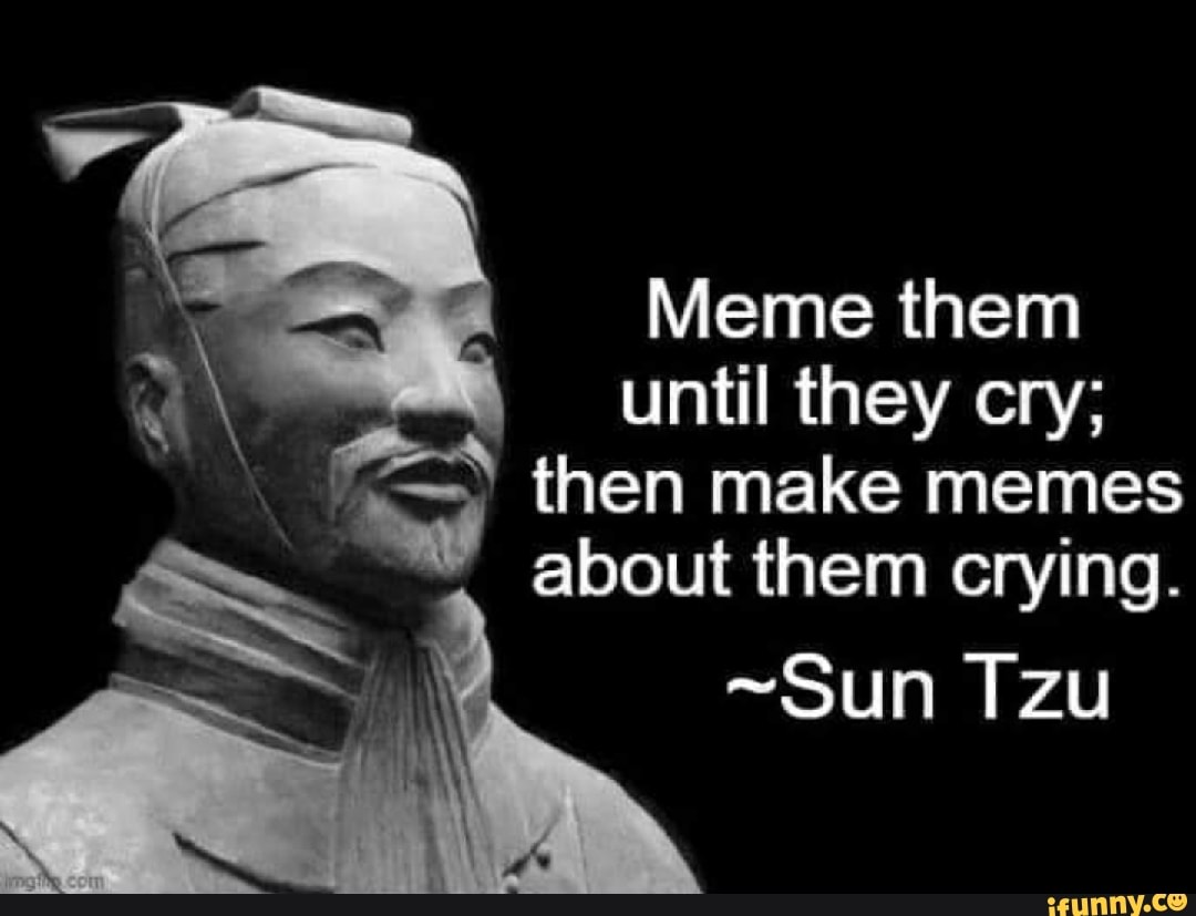 Meme them until they cry; then make memes about them crying. ~Sun Tzu ...