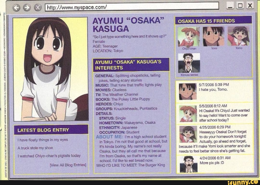 Has entered. Осака Аюму Касуга Мем. Osaka Azumanga Mr White meme.