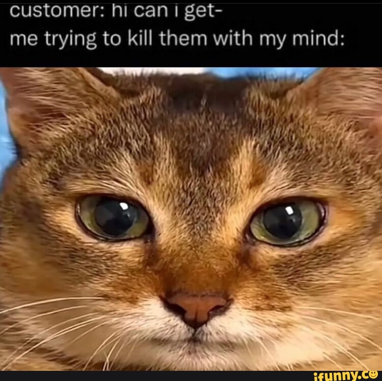 Customer: hi can I get- me trying to kill them with my mind: - iFunny