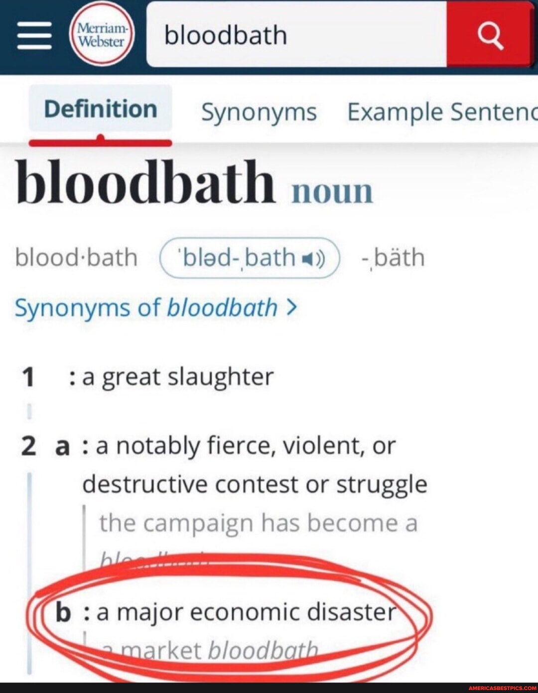 Bloodbath \ser Definition Synonyms Example Sentenc bloodbath noun