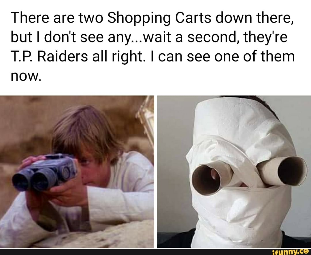There are two Shopping Carts down there,
but I don't see any...wait a second, they're
T.P. Raiders all right. I can see one of them
now.