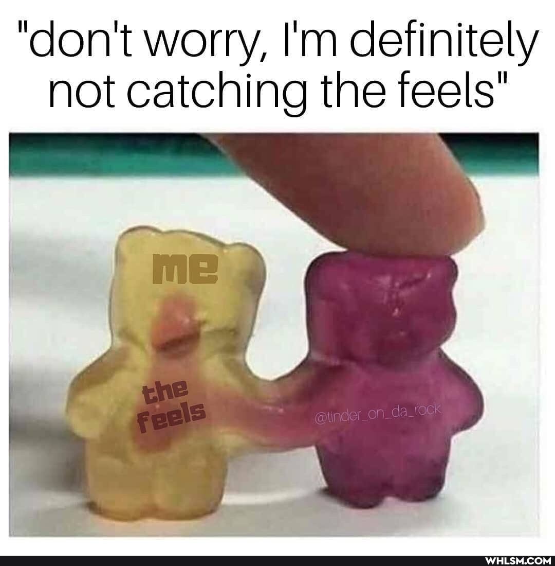 "don't worry, I'm definitely not catching the feels'
