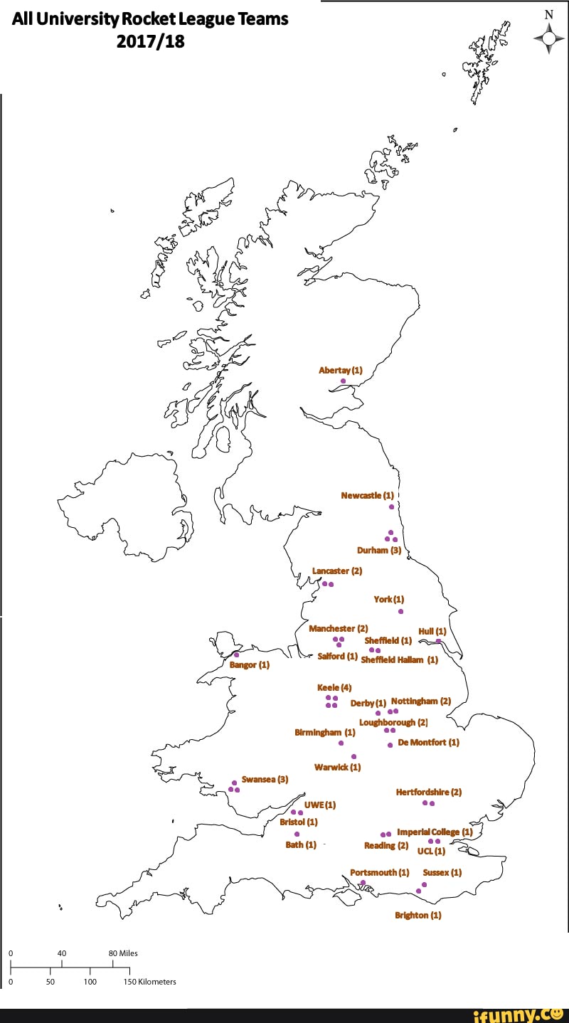 UK Uni Rocket League Map - All University Rocket League Teams Salford ...