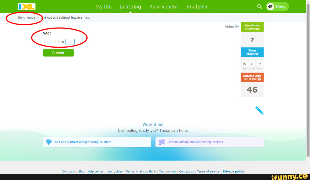 When was this eighth grade math? - MyIXL Learning Add and subtract 