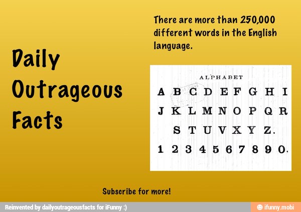 English
language.
Daily
Outrageous ABCDEFGHI
Facts
STUVXYZ.
1234567890.