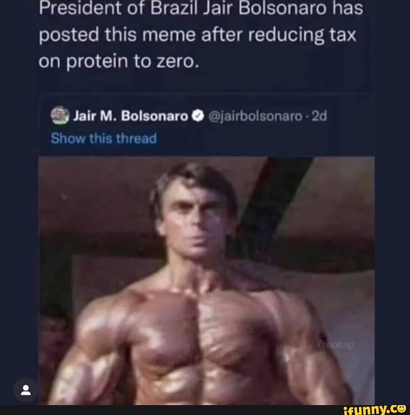 President Of Brazil Jair Bolsonaro Has Posted This Meme After Reducing Tax On Protein To Zero