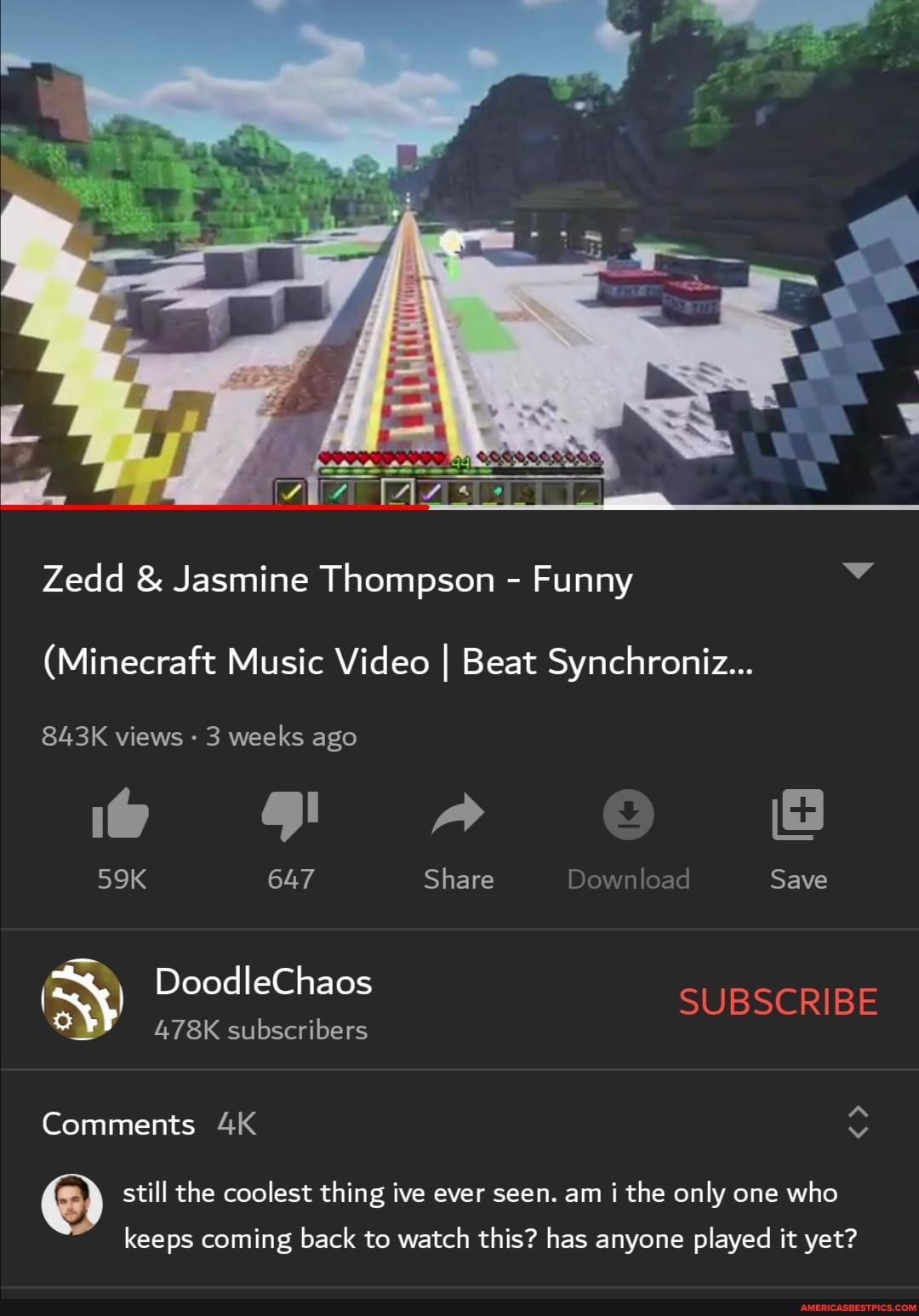 Zedd & Jasmine Thompson - Funny (Minecraft Music Video I Beat Synchroniz...  843K views - 3 weeks ago