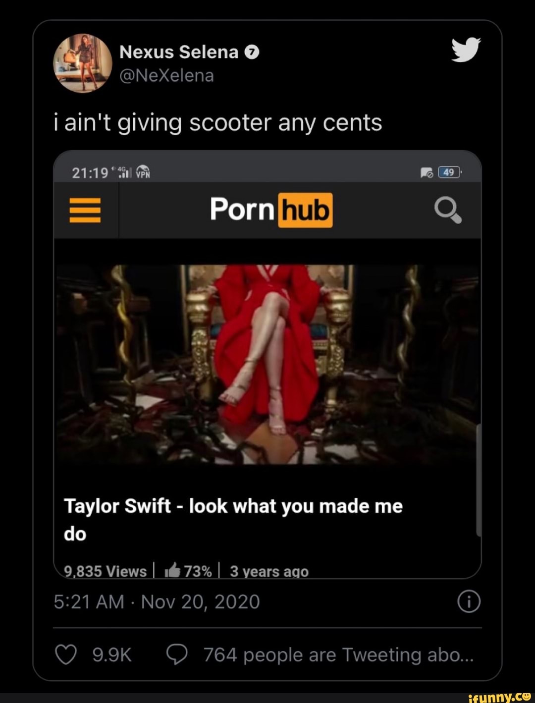 Selena Porn - Nexus Selena @NexXelena i ain't giving scooter any cents GR = Porn hub, Q,  sr Taylor