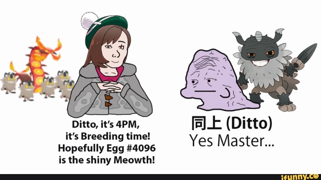 Ditto, it's 4PM, faJ_E (Ditto) it's Breeding time! 