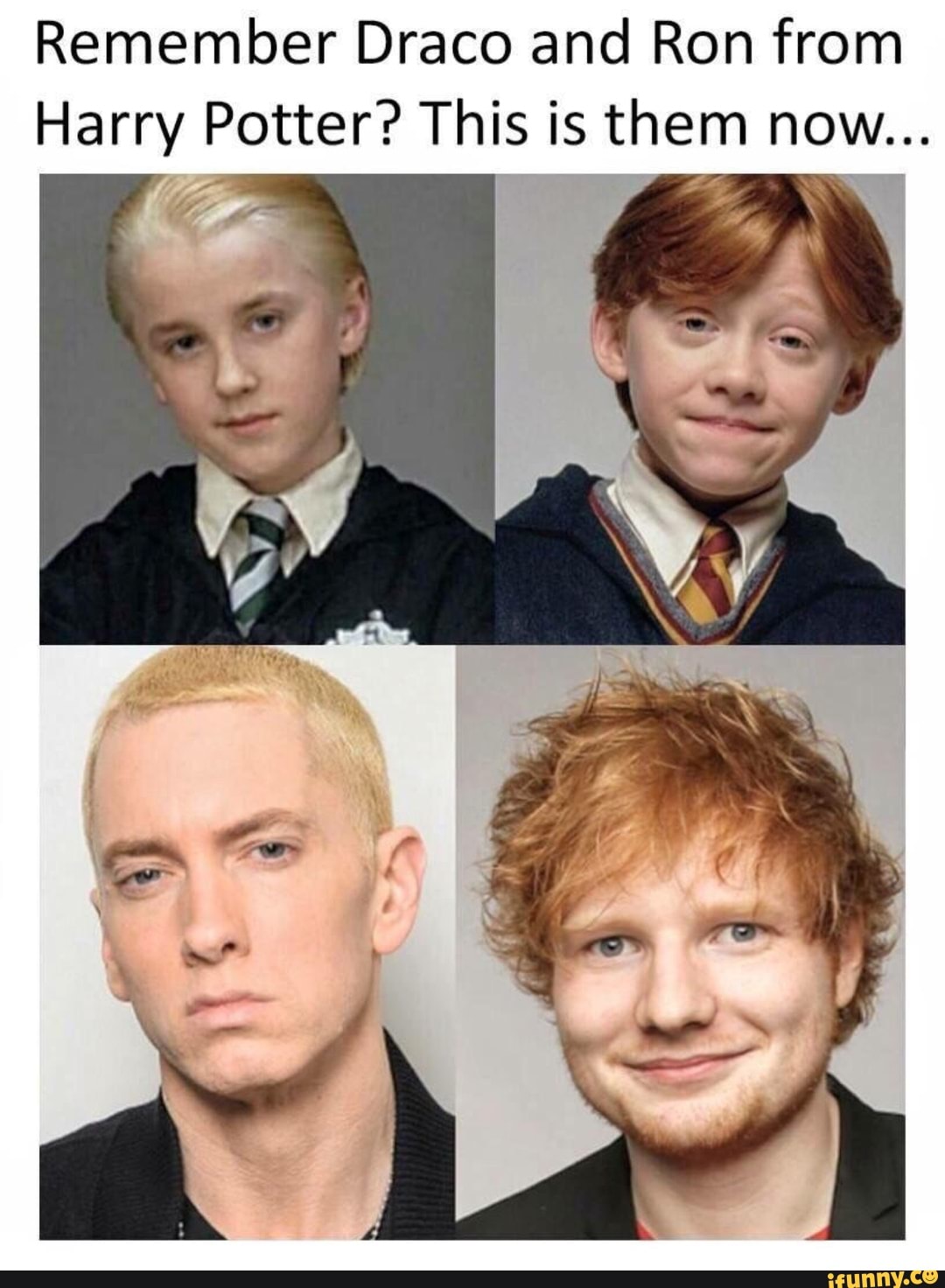 Remember Draco and Ron from Harry Potter? This is them now... II - )