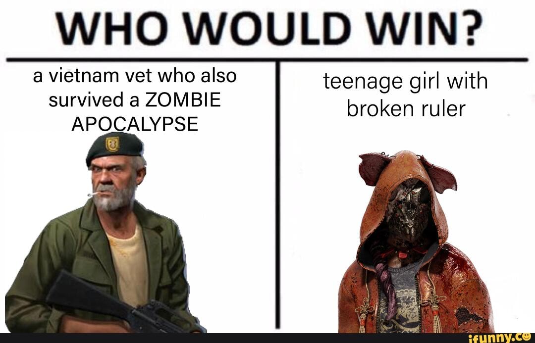 a vietnam vet who also teenage girl with survived a ZOMBIE
APOCALYPSE
broken ruler