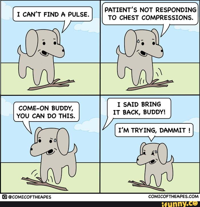 PATIENT'S NOT RESPONDING T CAN'T FIND A PULSE. To cHEsT COMPRESSIONS. I