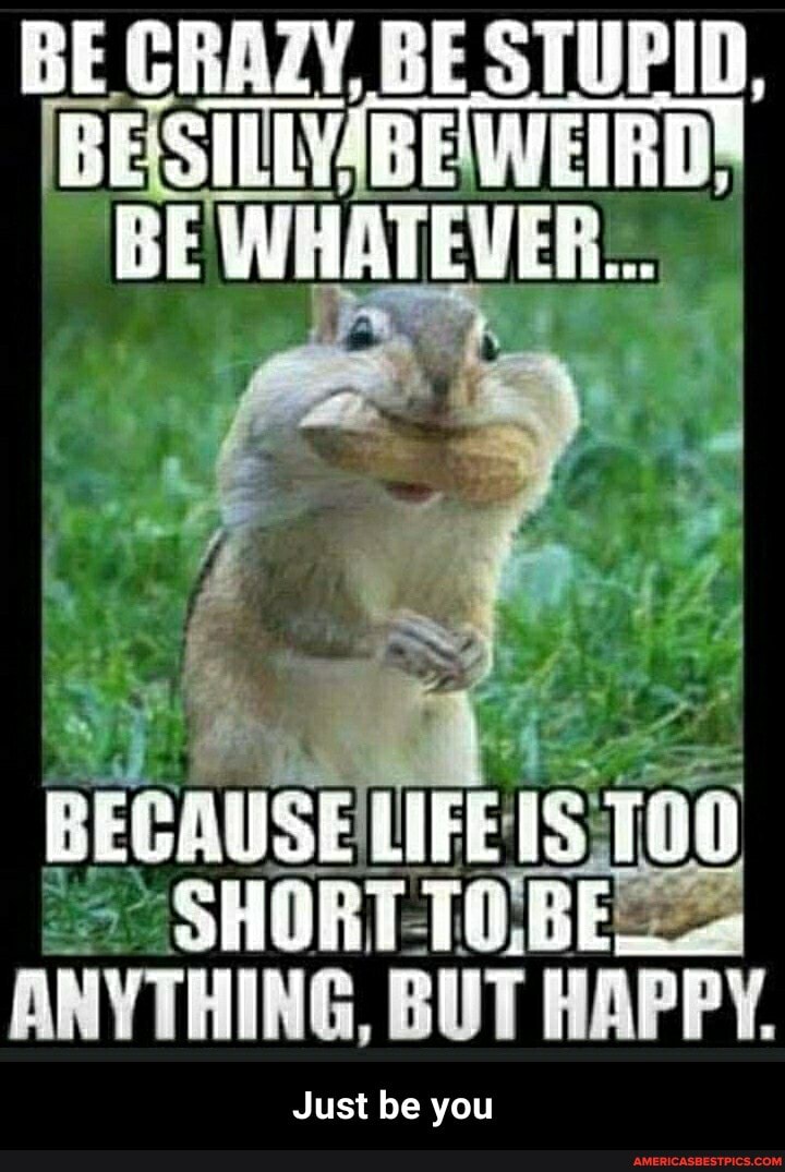 BE CRAZY, BE STUPID,
BE BE WHATEVER:..
BECAUSE LIFE TOO ANYTHING, BUT HAPPY.
Just be you - Just be you