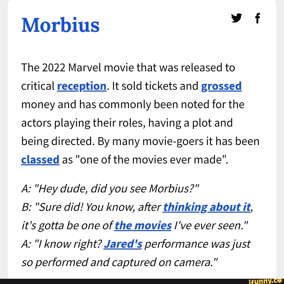 Morbius The 2022 Marvel Movie That Was Released To Critical Reception ...