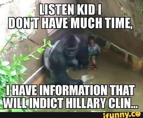 LISTEN KID DONT HAVE MUCH TIME!
HAVE INFORMATION THAT HILLARY CLINE.