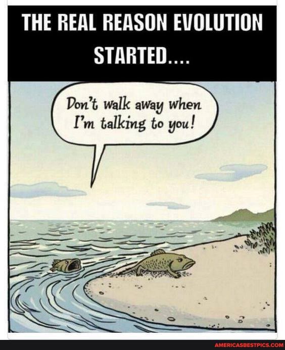 THE REAL REASON EVOLUTION
STARTED...
Don't walk away when
I'm talking to you!
