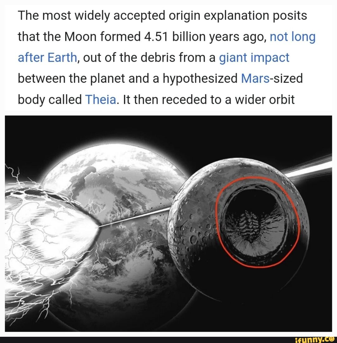 The most widely accepted origin explanation posits that the Moon formed ...