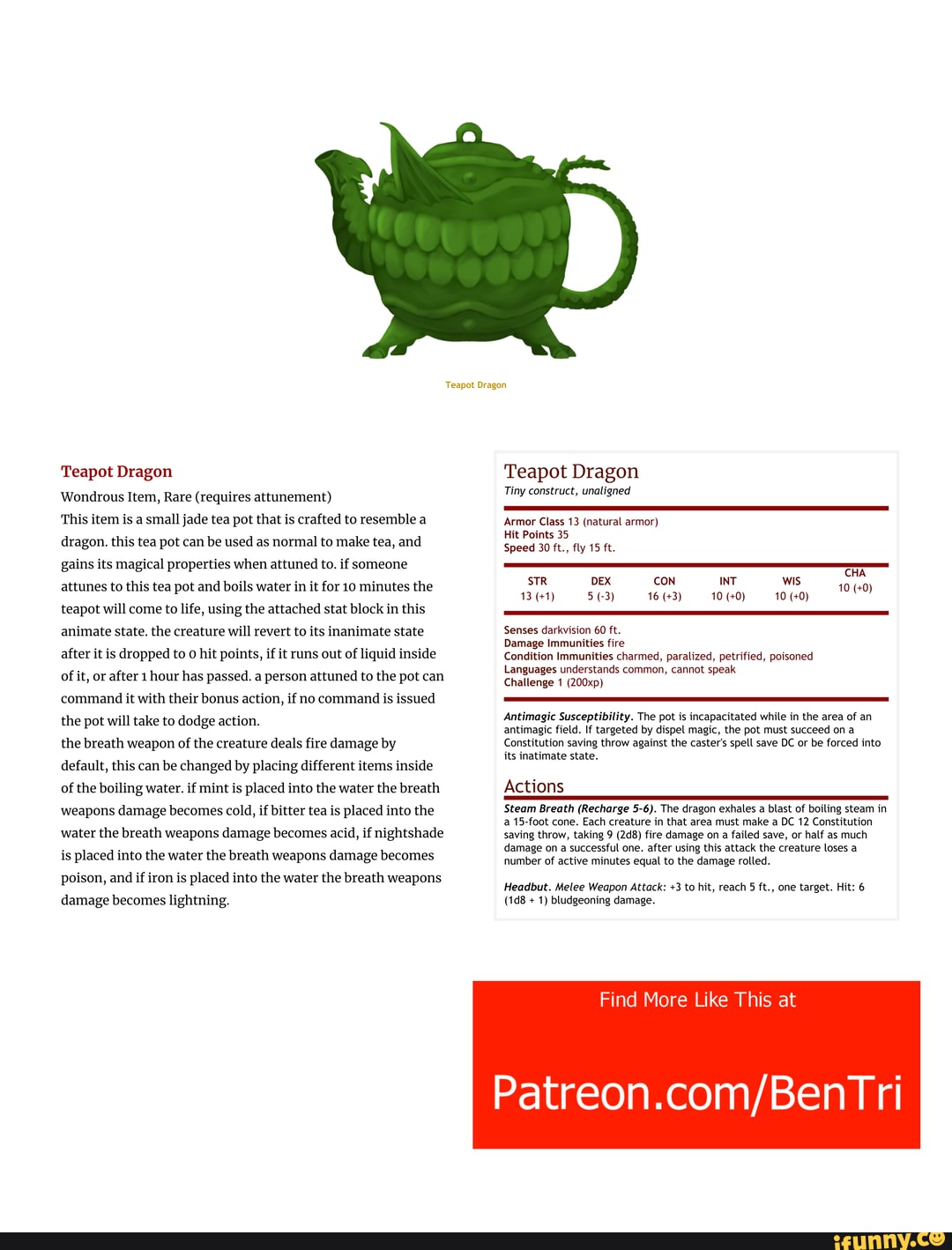 Teapot Dragon, a fun new item companion for dnd 5e Teapot Dragon